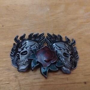 New Skull And Rose Men's Belt Buckle